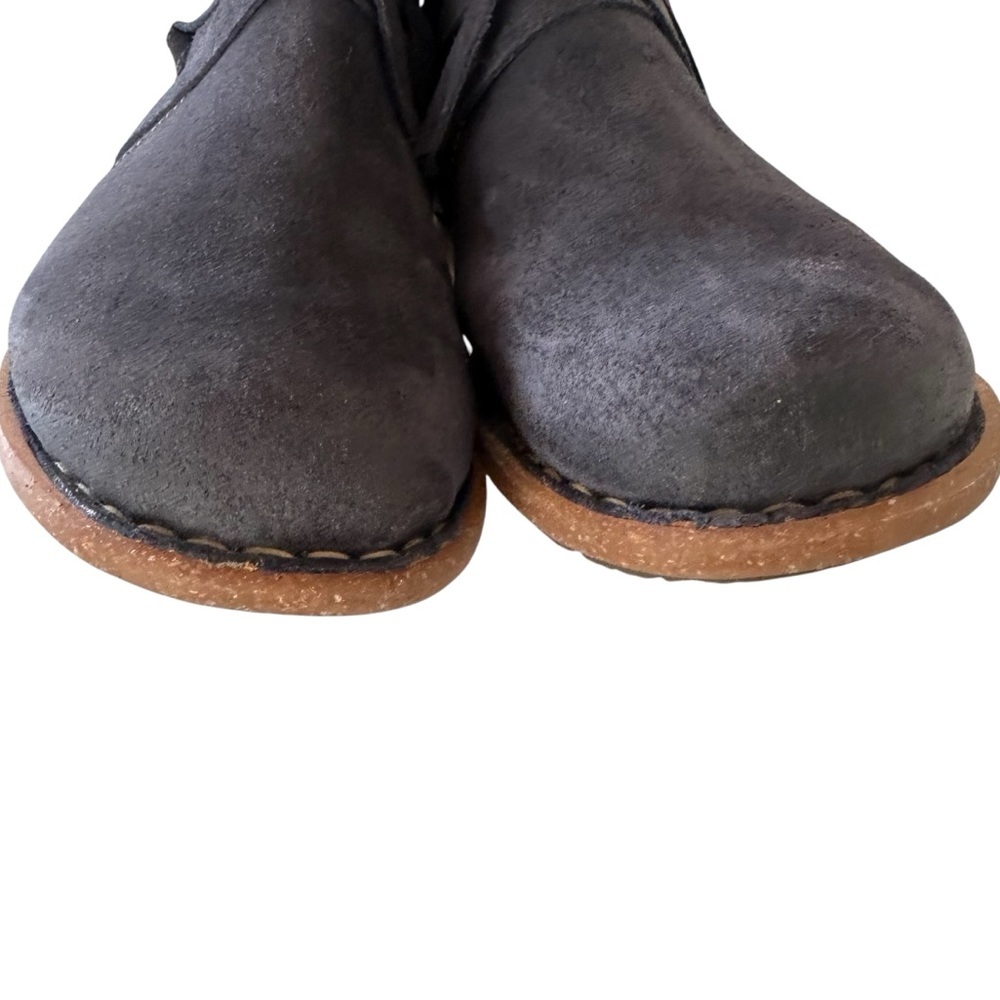 Born Navy Suede Lace-Up Ankle Booties with Tan Crepe Sole - Picture 9 of 14
